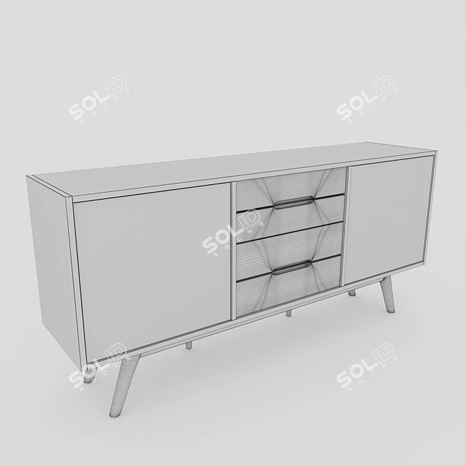 Scandinavian Oak Sideboard 3D model image 3