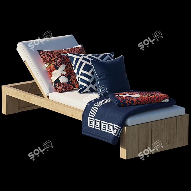 Contemporary Teak Chaise: Stylish Comfort! 3D model image 1