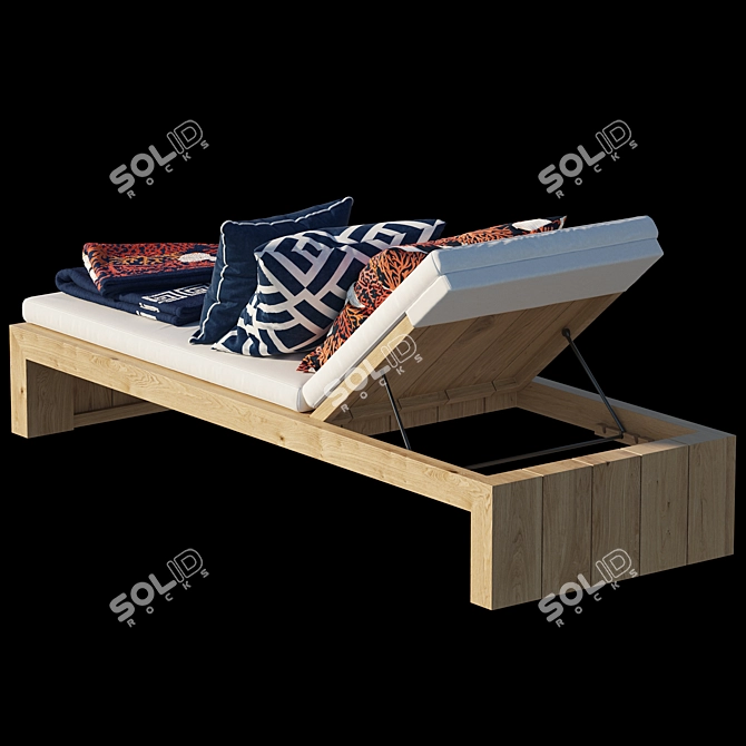 Contemporary Teak Chaise: Stylish Comfort! 3D model image 2