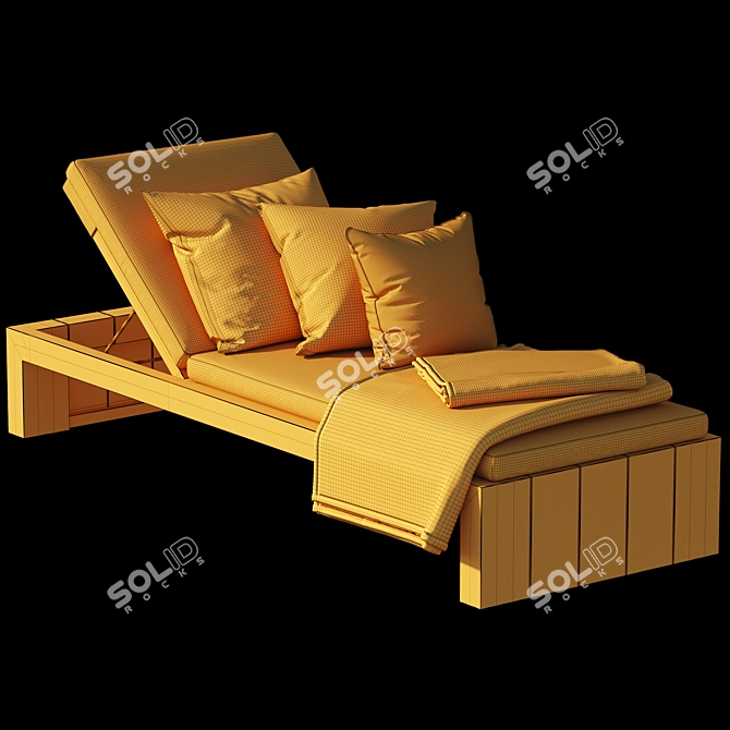 Contemporary Teak Chaise: Stylish Comfort! 3D model image 4