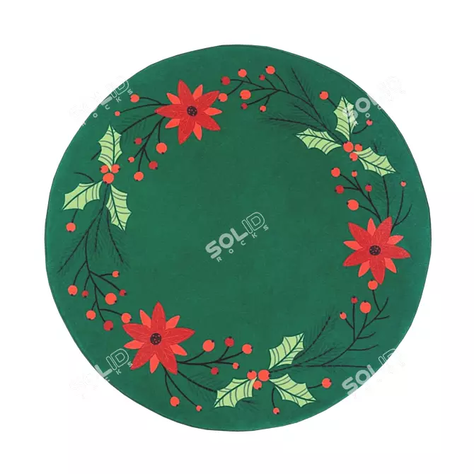 Poinsettia Christmas Tree Rug 3D model image 1