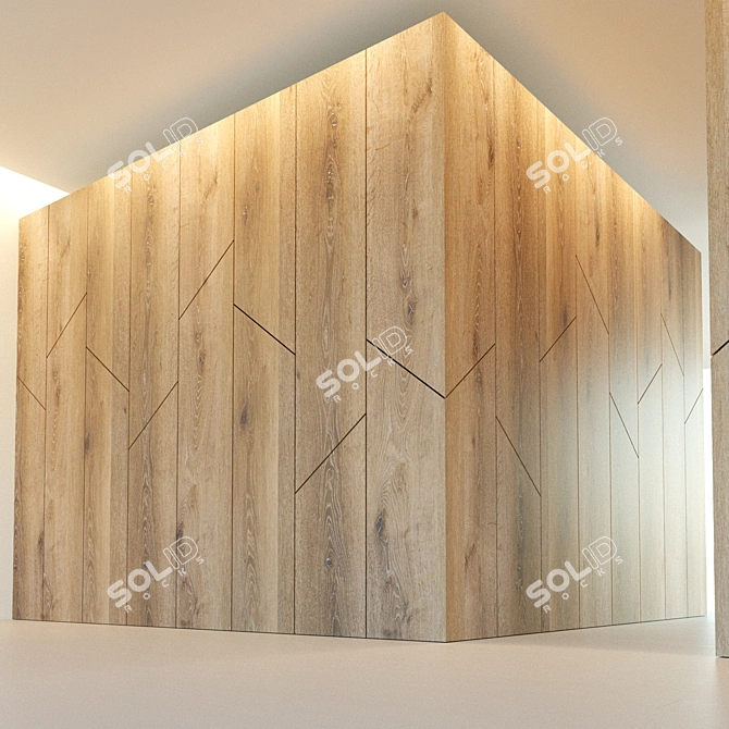 Wooden Corner Decor Panel: Elegant 3D Design 3D model image 2