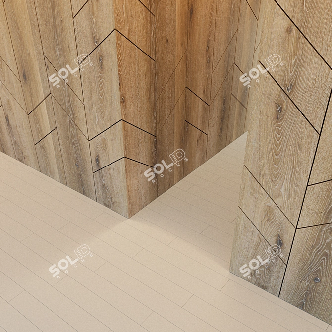 Title: Wooden Corner Panel - Decorative 3D Wall 3D model image 3
