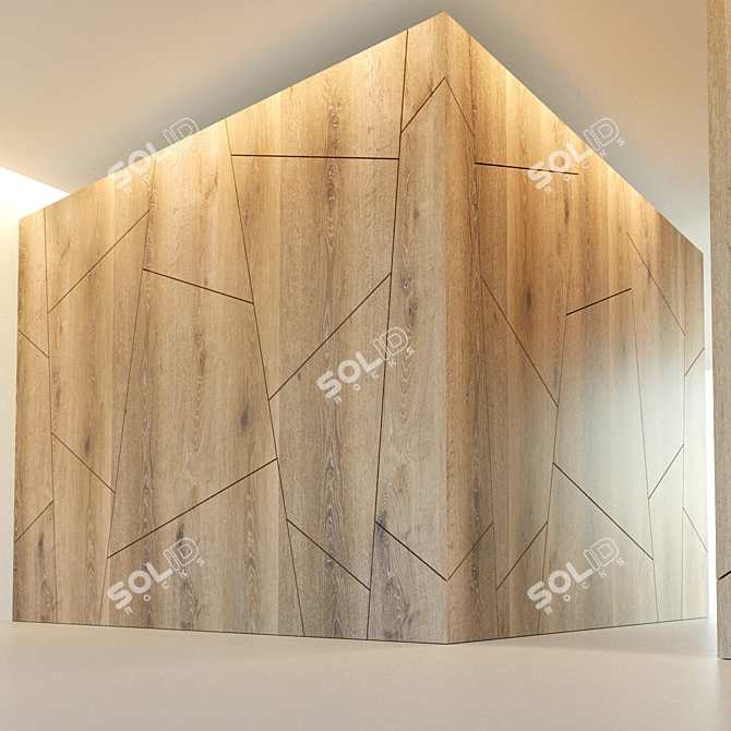 Elegant Wooden Corner Wall Panel 3D model image 2