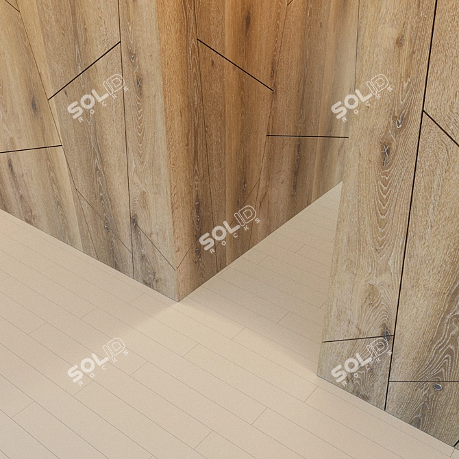 Elegant Wooden Corner Wall Panel 3D model image 3