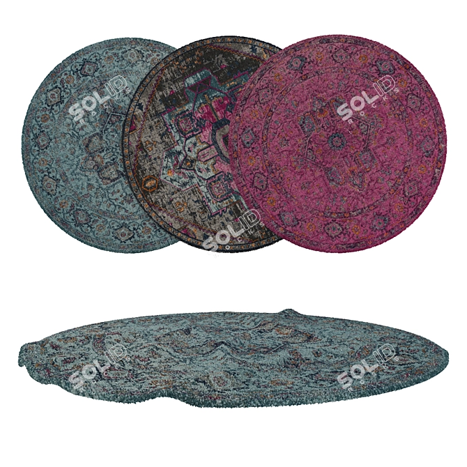 Round Carpets Set: Versatile and Realistic 3D model image 1