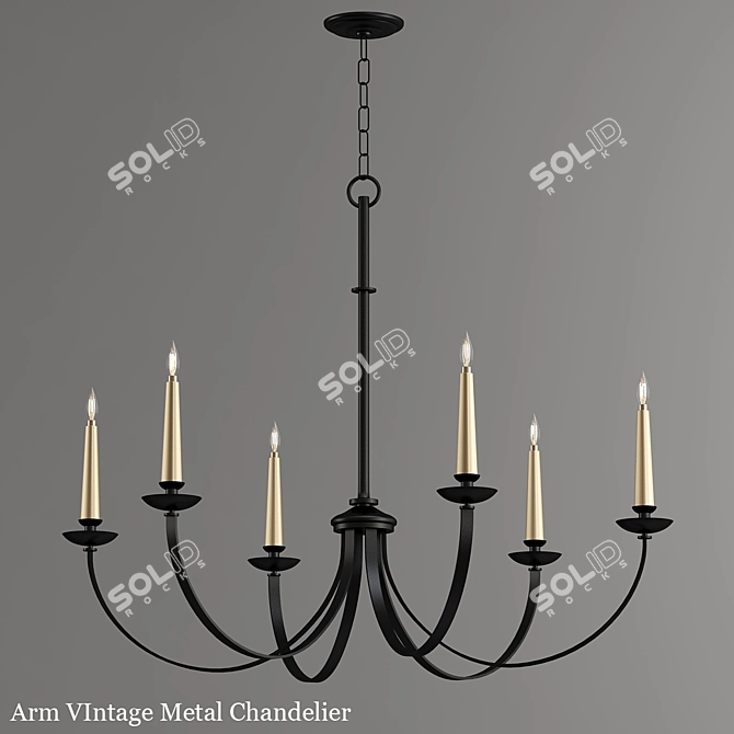 Vintage Arm Metal Chandelier 3D model image 1