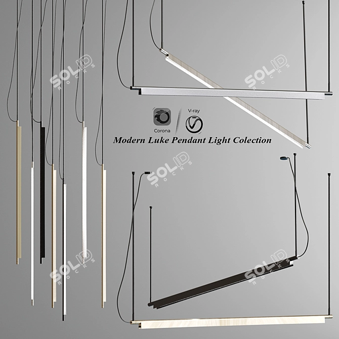 Sleek Luke Pendant Lights 3D model image 1