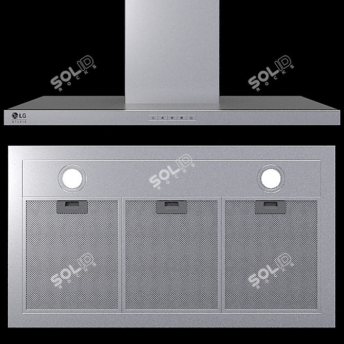 LG Appliance Set: EasyClean Oven, Linear Compressor Fridge, Gas Cooktop, Inverter Microwave, Hood 3D model image 6