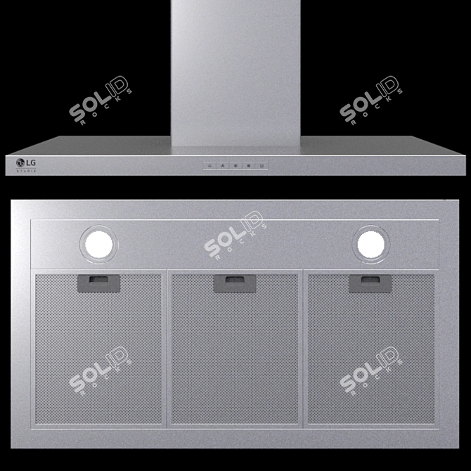 LG Appliance Set: EasyClean Oven, Linear Compressor Fridge, Gas Cooktop, Inverter Microwave, Hood 3D model image 15