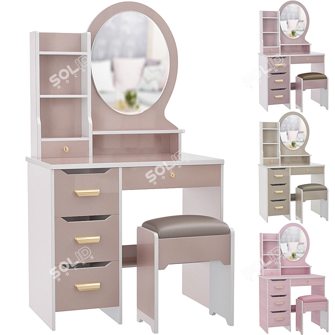 Modern Vanity Mirror Dressing Table 3D model image 1