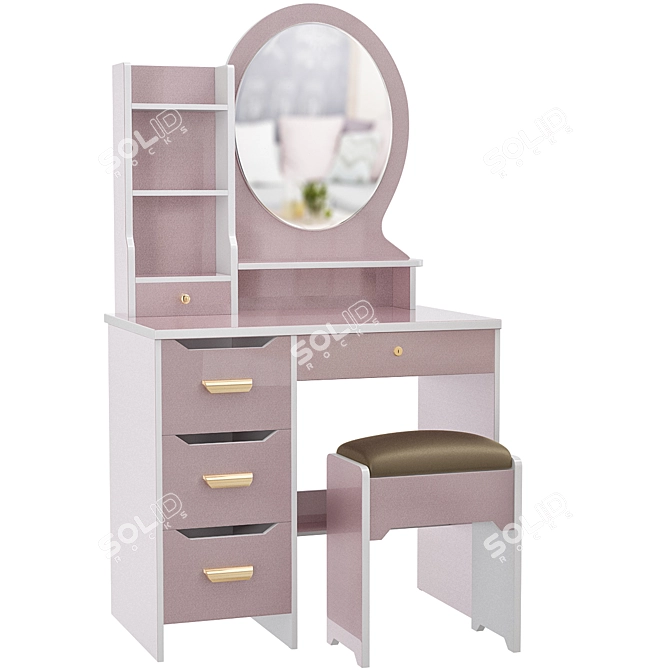 Modern Vanity Mirror Dressing Table 3D model image 2