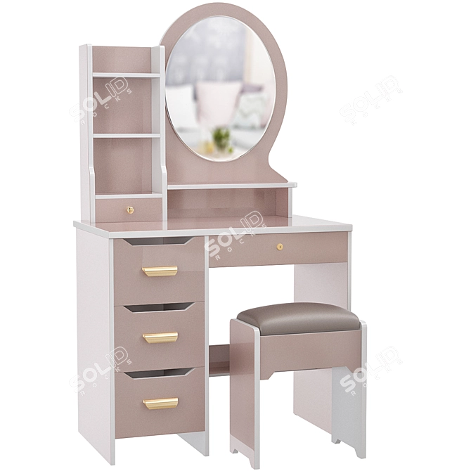 Modern Vanity Mirror Dressing Table 3D model image 3