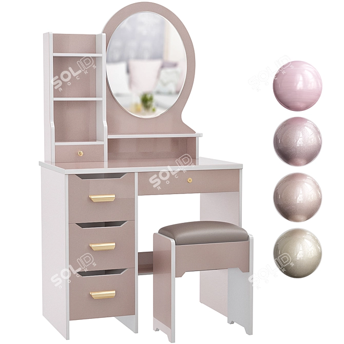 Modern Vanity Mirror Dressing Table 3D model image 6