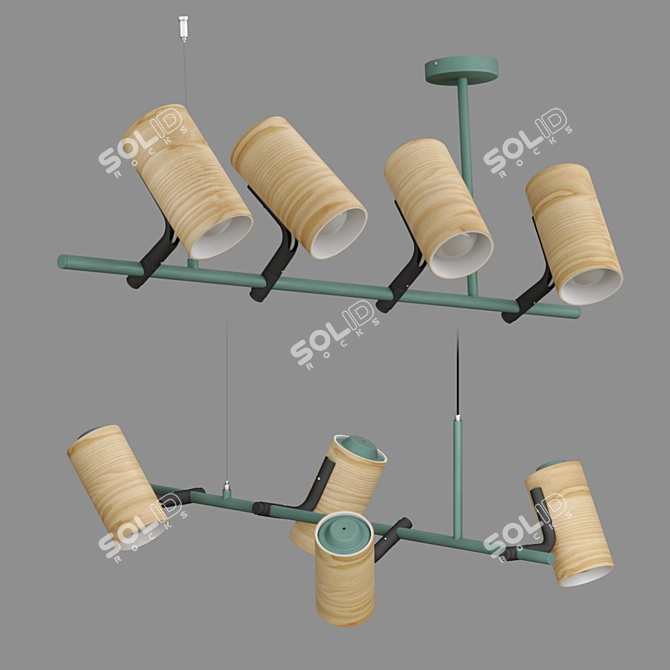 Wooden Barrel Pendant Light 3D model image 1