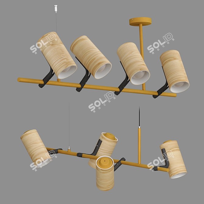 Wooden Barrel Pendant Light 3D model image 2