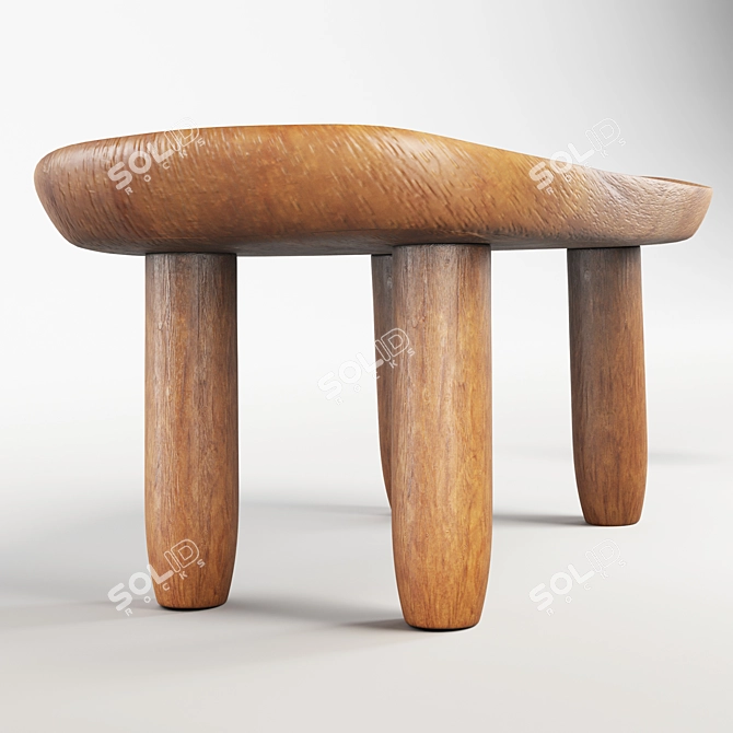 Zara Home Zen Bowed Stool 3D model image 4