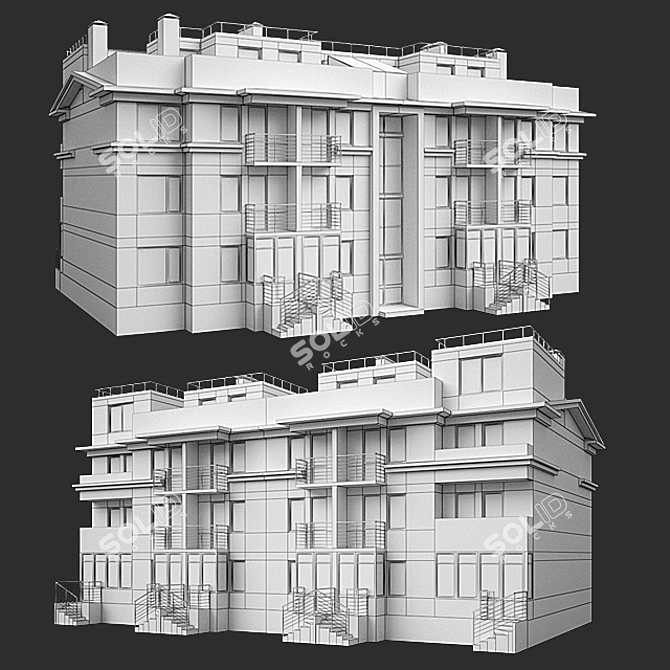 Modern Residential Building 26x17x13m 3D model image 4