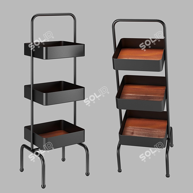 ZaraHome Metal and Wood Shelf 3D model image 3