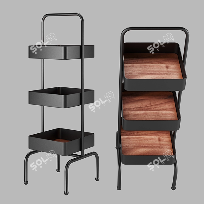 ZaraHome Metal and Wood Shelf 3D model image 7