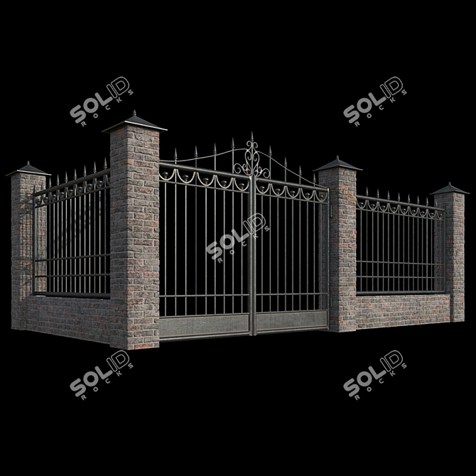 Metal Fence and Gate Panels 3D model image 1