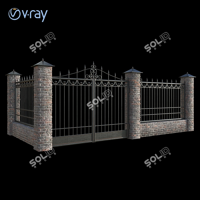 Metal Fence and Gate Panels 3D model image 3