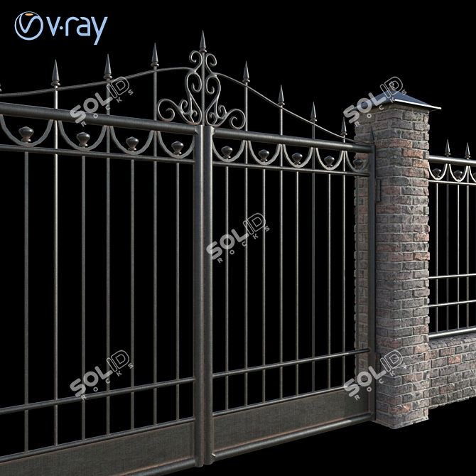 Metal Fence and Gate Panels 3D model image 4