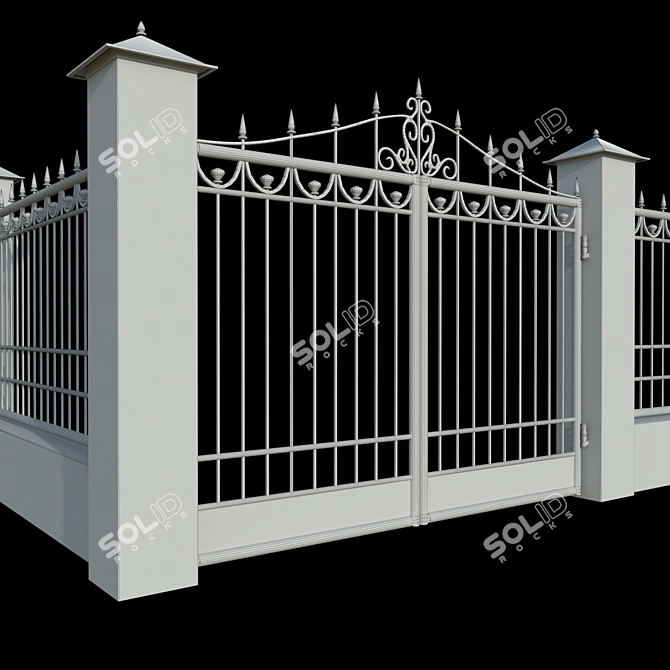 Metal Fence and Gate Panels 3D model image 5