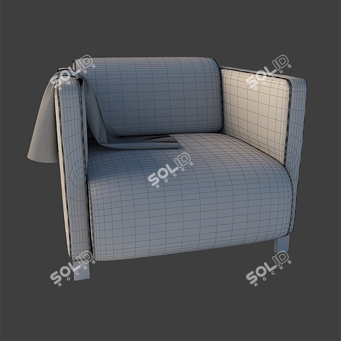 Cozy Armchair with Throw Blanket 3D model image 3