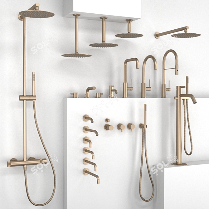 Elegant Cocoon Faucet & Shower 3D model image 2