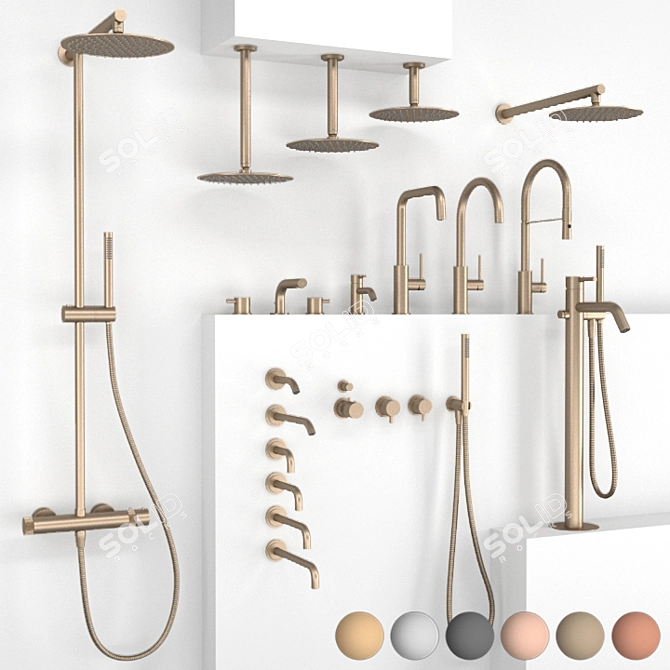 Elegant Cocoon Faucet & Shower 3D model image 6