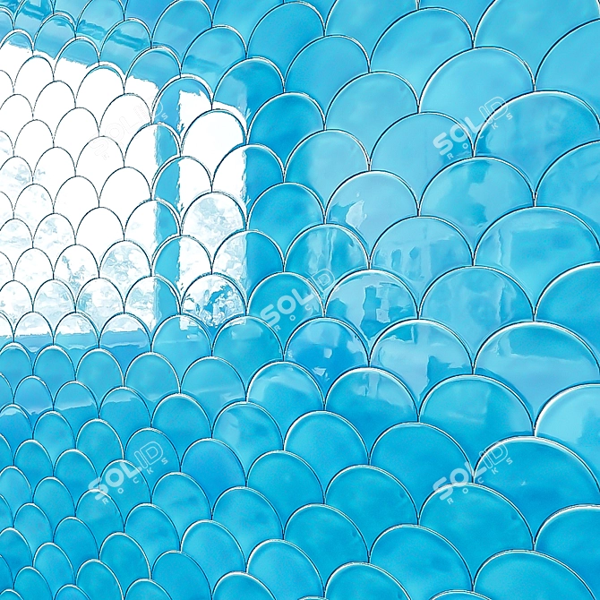 Turquoise Fish Scale Tile 3D model image 2