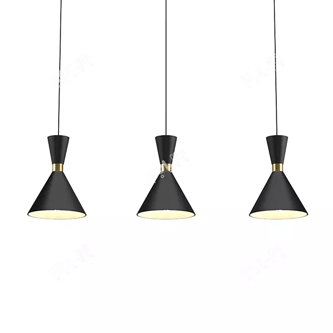 Modern Black Brass Pendant Light 3D model image 1