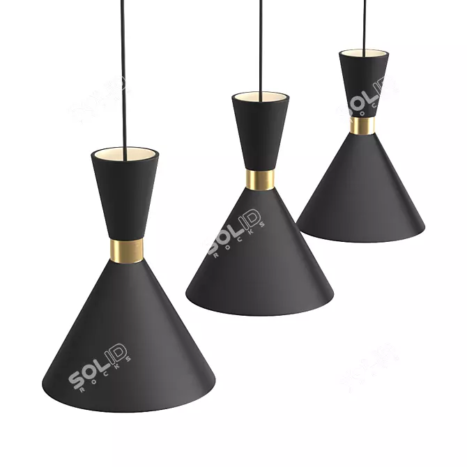 Modern Black Brass Pendant Light 3D model image 3