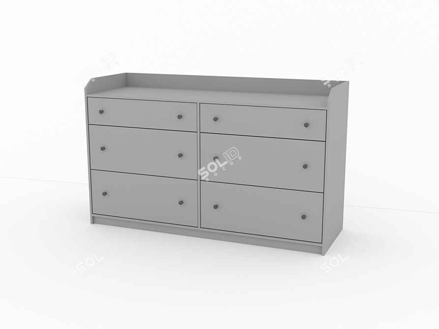 HAUGA 6-Drawer Commode, Grey 3D model image 1