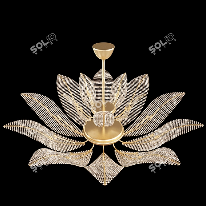 Elegant Felce Profili Chandelier: Luxurious Brass with Swarovski Crystals 3D model image 3