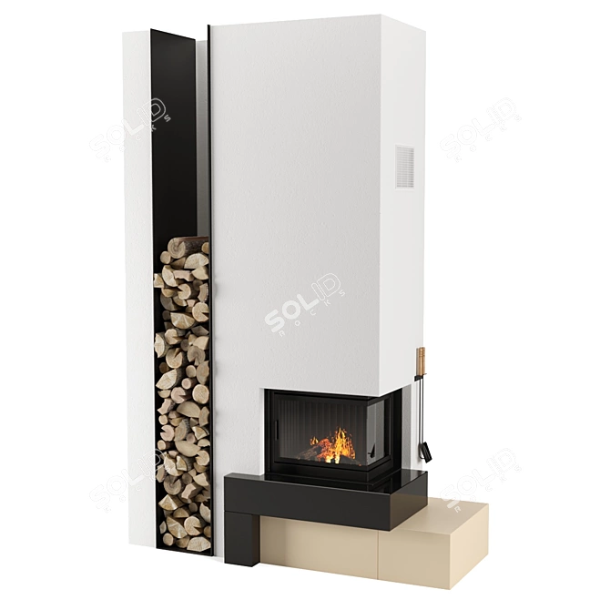 Elegant Fire Hearth: 2000 x 800mm 3D model image 1