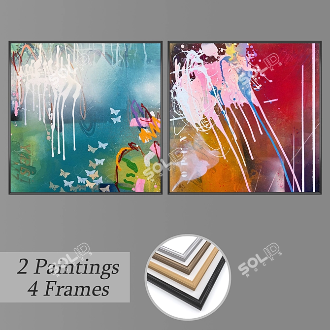 DecoArt Set of 2 Wall Paintings 3D model image 1