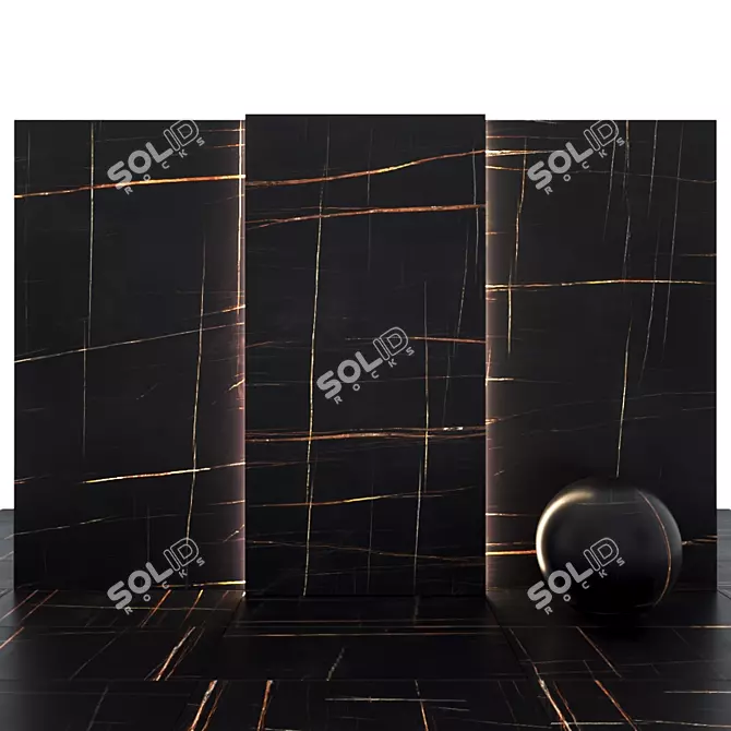 Elegant Sahara Nero Black Slabs 3D model image 1