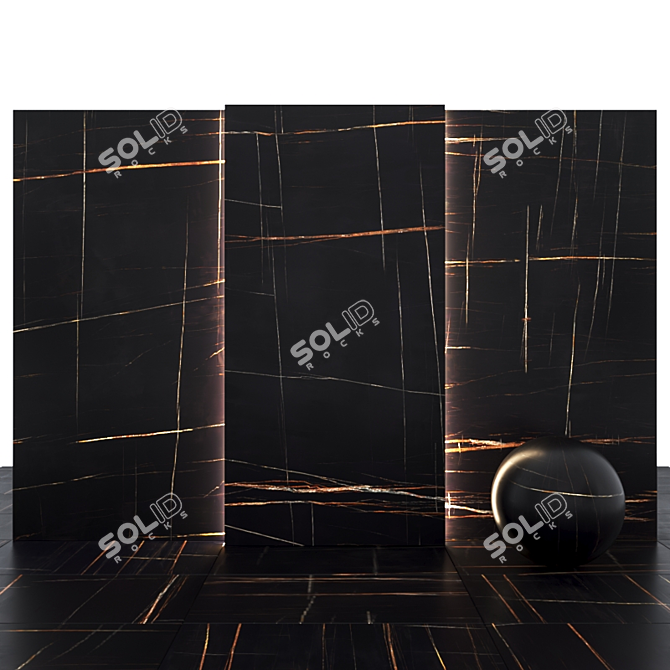 Elegant Sahara Nero Black Slabs 3D model image 2