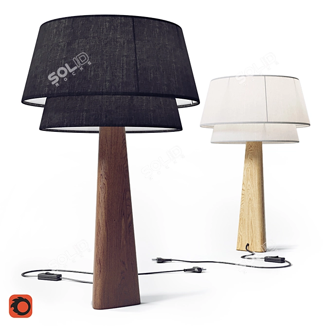 Title: Nestwood Lamp with Double Cotton Shade 3D model image 1
