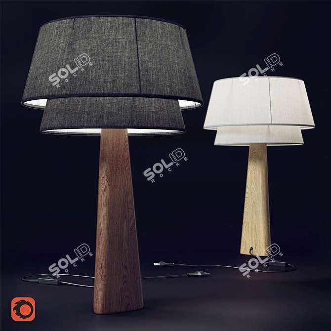 Title: Nestwood Lamp with Double Cotton Shade 3D model image 2