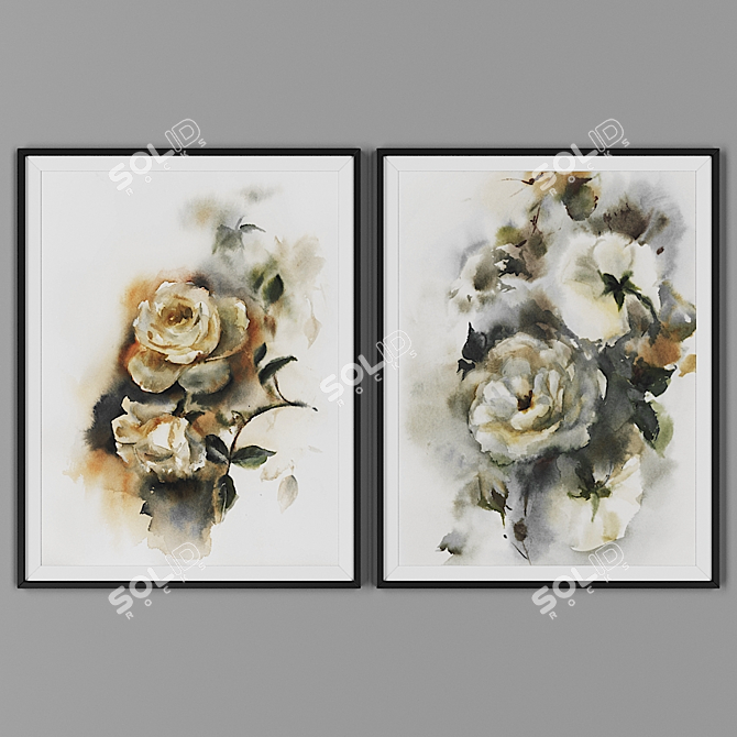 Black Frame Art Duo 3D model image 1