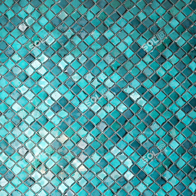 Seamless Teal Tile PBR - Perfect for Bathroom & Kitchen 3D model image 4