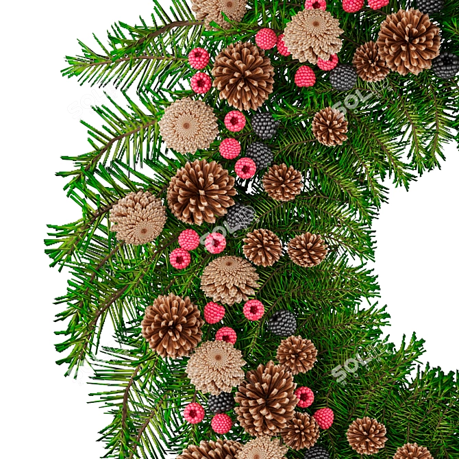Title: Festive Christmas Wreath - Joyful Decor for Your Visualizations 3D model image 2