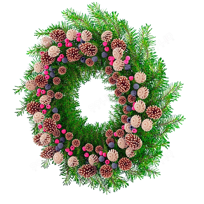 Title: Festive Christmas Wreath - Joyful Decor for Your Visualizations 3D model image 3