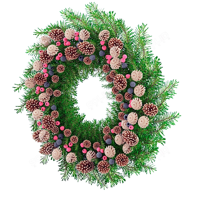 Title: Festive Christmas Wreath - Joyful Decor for Your Visualizations 3D model image 5