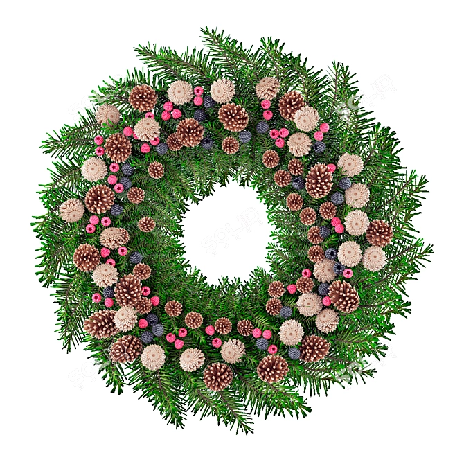 Title: Festive Christmas Wreath - Joyful Decor for Your Visualizations 3D model image 7