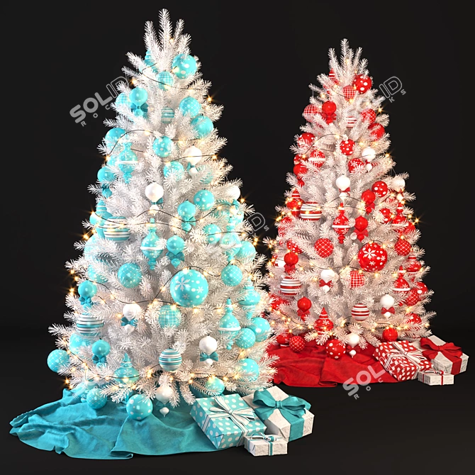 Winter Wonderland White Christmas Tree 3D model image 4
