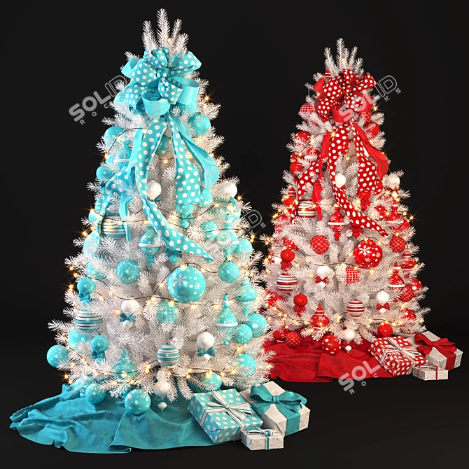 Winter Wonderland White Christmas Tree 3D model image 6